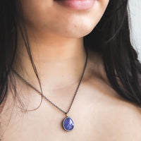 Tanzanite 14k Wide Drop Bezel Necklace