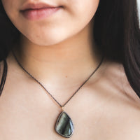 Grey/Green Tourmaline 18k Freeform Necklace