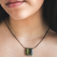 Green Tourmaline 18k Square Necklace