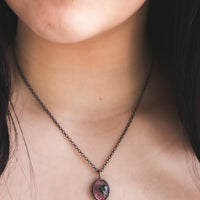 Watermelon Tourmaline 14k Drop Necklace