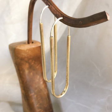 Brass & Sterling Silver Long Hoops