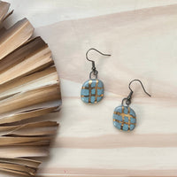 Plaid Blue Ceramic Earrings