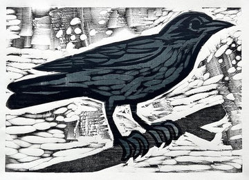 Crow 1 16x20 | Woodblock Print