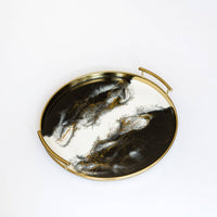 Resin Gold Round Tray | Onyx