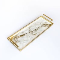 Resin Gold Rectangle Tray | Gold Quartz