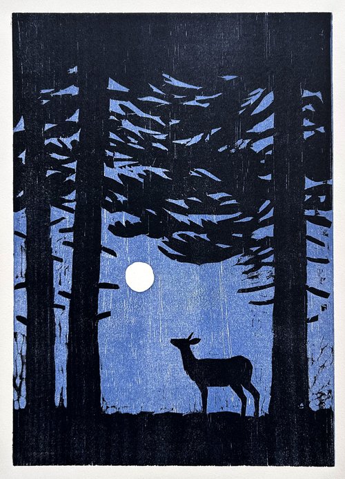 Doe Moon 16x20 | Woodblock Print