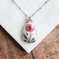 Pink & White Poppy Necklace