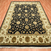 7'9" x 10'0" | Black Rajasthan | Wool & Silk | 210000028905