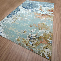 8'11" x 12' | Blue Abstract | Wool & Silk | 210000032327