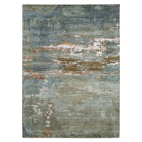 9' x 12'4" | Green Abstract | Wool & Silk | 210000032326