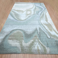 9' x 12'3" | Blue & Ivory Abstract | Wool & Silk | 210000032328