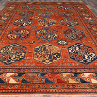 8'10"x11'10" | Orange Geometric | Wool | 210000026290