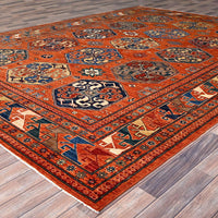 8'10"x11'10" | Orange Geometric | Wool | 210000026290