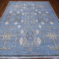 8'0" x 9'8" | Blue Snowflake Peshawar | Wool | 210000026259