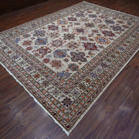 9'0"x12'3" | Gray Afghan | Wool | 210000026285