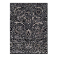 8'8" x 11'10" | Black Leaf Design | Wool & Silk | 210000028944