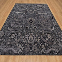 8'8" x 11'10" | Black Leaf Design | Wool & Silk | 210000028944