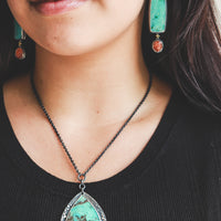 Opalized Wood, Sunstone & 18k Galaxy Monolith Earrings