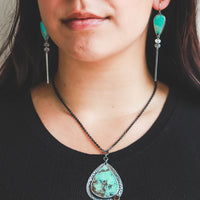 Opalized Wood 18k Lunar Cairn Drop Earrings