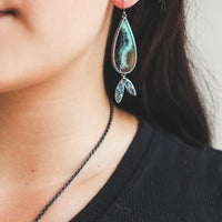 Opalized Wood & 18k Lunar Acer Earrings