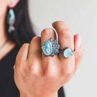 Size 8-8.5 | Aquamarine 18k Lunar Bloom Ring