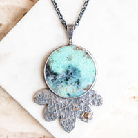 Opalized Wood & Diamond 18k Lunar Bloom Necklace