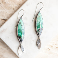 Opalized Wood & 18k Lunar Petal Drop Earrings