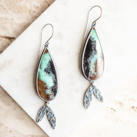 Opalized Wood & 18k Lunar Acer Earrings