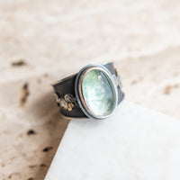 Size 8-8.5 | Aquamarine 18k Lunar Path Ring