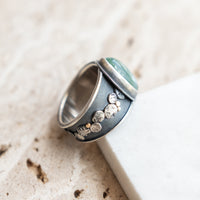 Size 8-8.5 | Aquamarine 18k Lunar Path Ring