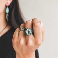 Size 8-8.5 | Aquamarine 18k Lunar Path Ring