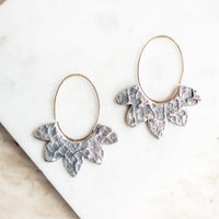 Silver & 14k Small Lunar Bloom Hoop Earrings