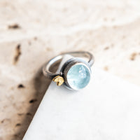 Size 6.75 | Aquamarine 23k Keum Boo Leaf Ring