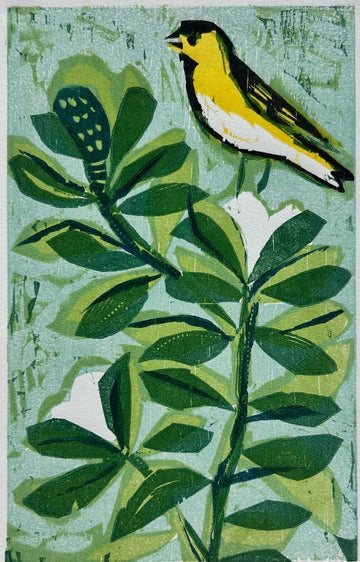 Finch & Magnolia 11x14 | Woodblock Print