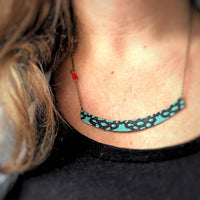 Aqua + Pale Pink Reversible Enamel Necklace