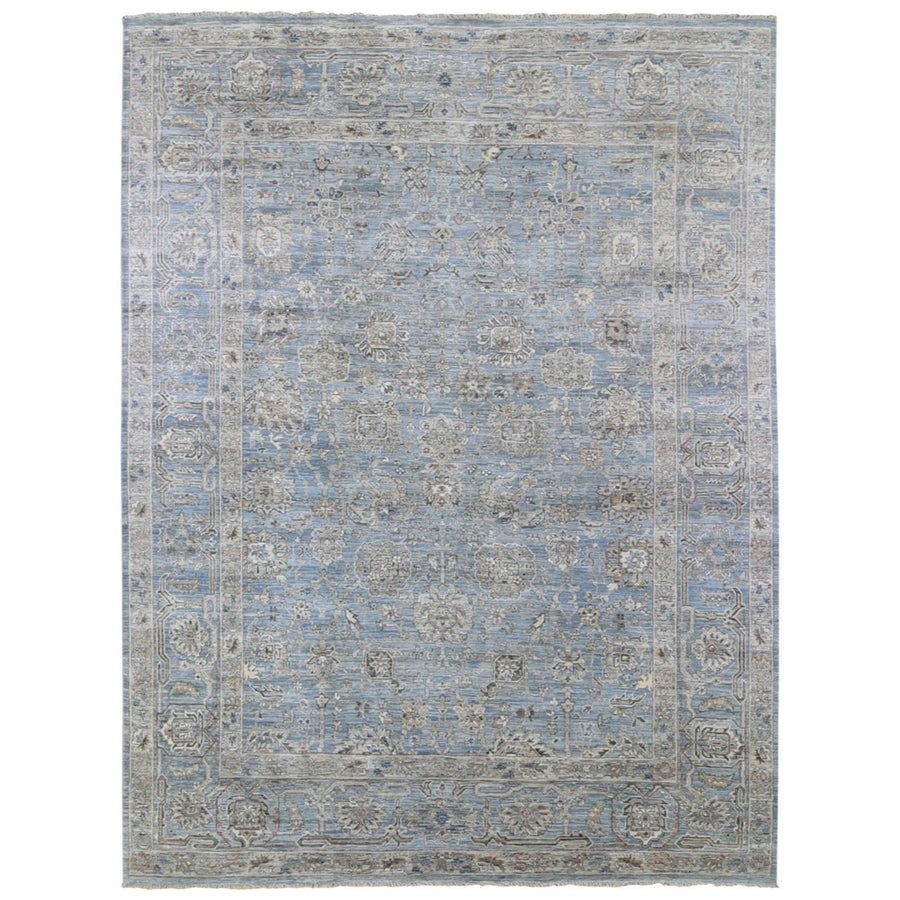 9'0" x 12'0" | Blue Heriz | Wool and Silk | 23032