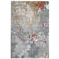 6'1"x 9'0" | Grey Rust Abstract | Wool and Silk | 25159