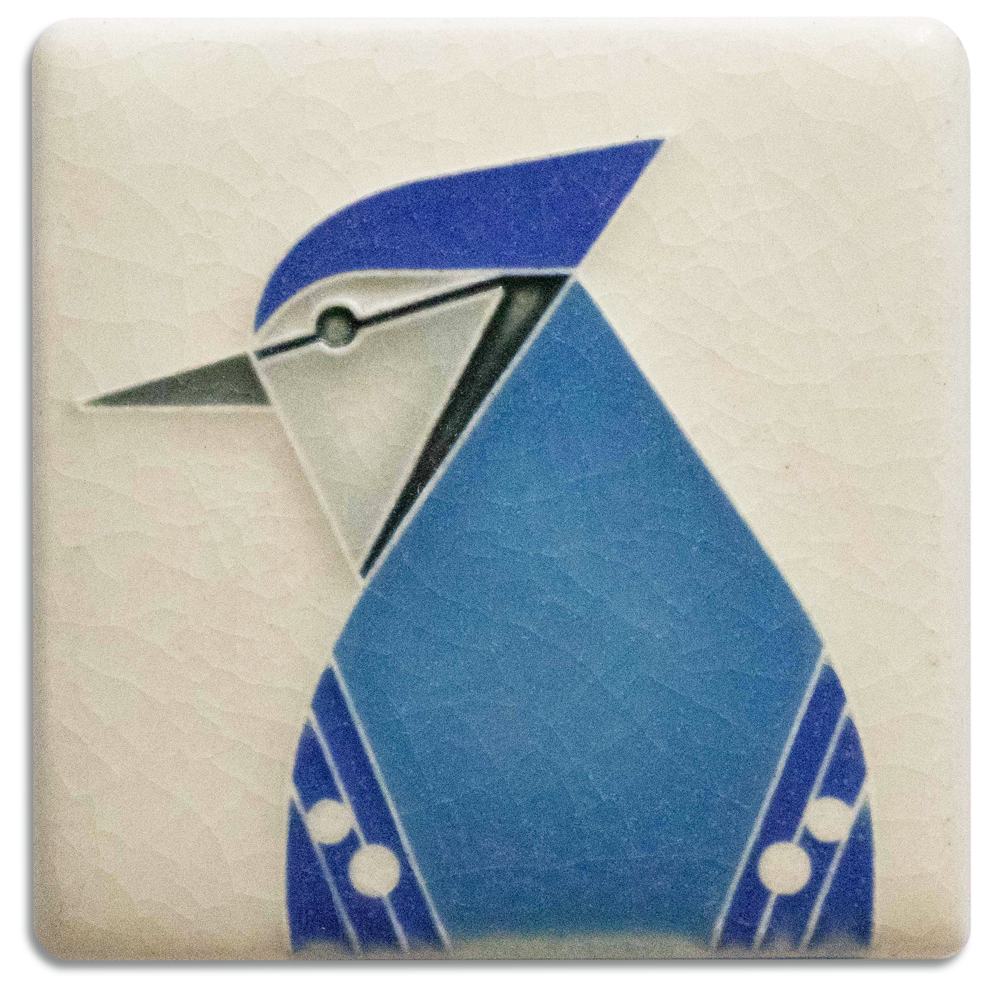 Motawi Blue Jay in Cream - 3x3