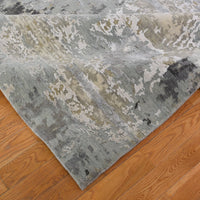 11'10"x14'10" | Silver Abstract Rug | Wool and Silk | 20443