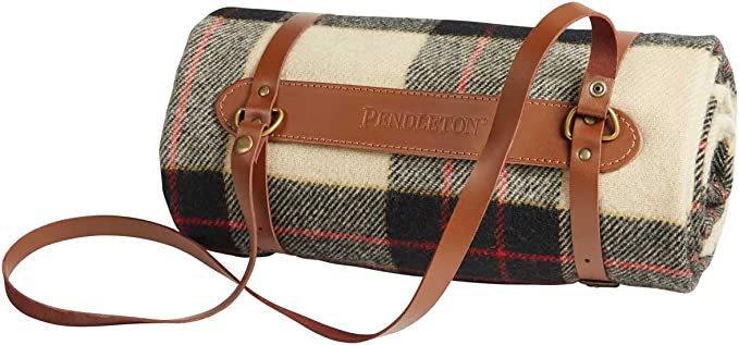 Motor Robe with Leather Carrier | Hillsdale Plaid