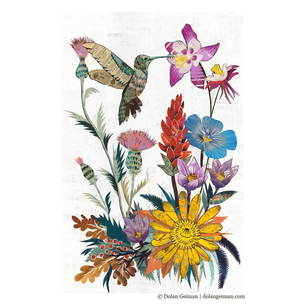 Hummingbird and Wildflowers | Archival Print