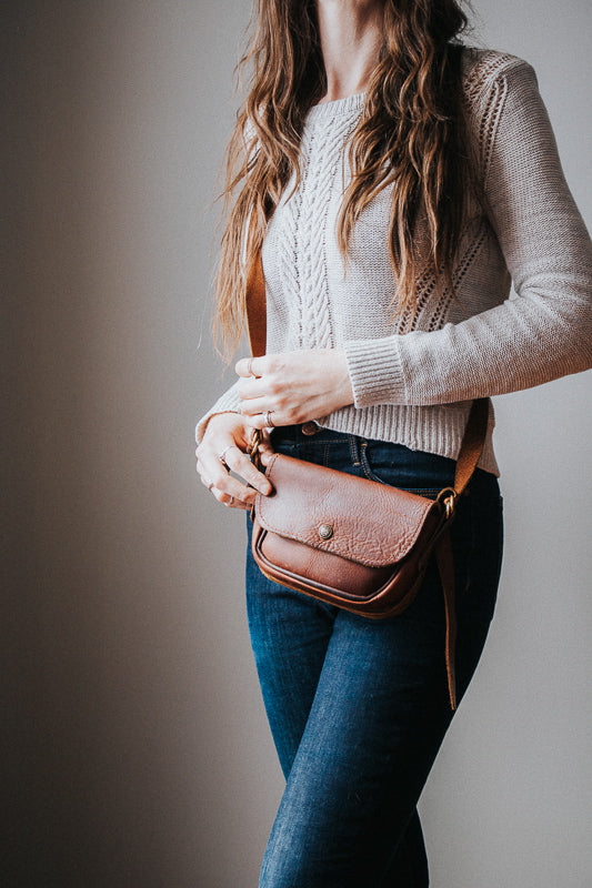 Brown Leather Convertible Flap Crossbody Belt Bag Retro Handbags