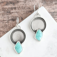 Turquoise Silver Disc Earrings