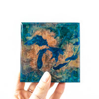 Great Lakes Copper Patina Tile/Coaster | 4x4