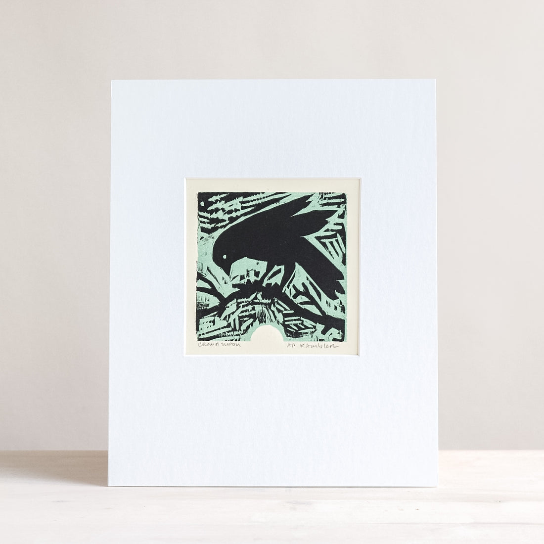 Crow + Moon 8x10 | Woodblock Print
