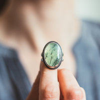 Size 9 | Oval Prehnite Ring