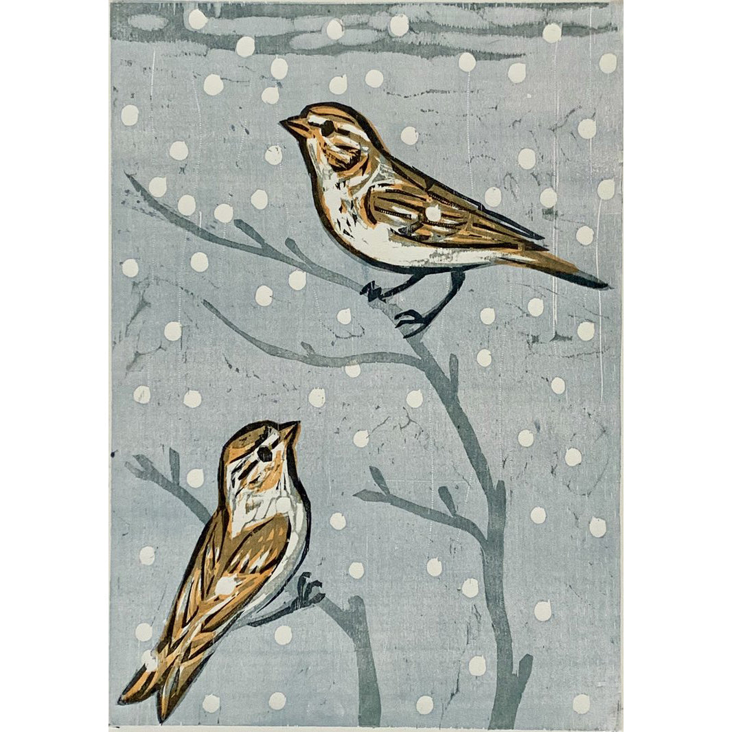 A Snowy Day 16x20 | Woodblock Print