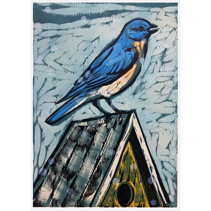 Kent Ambler | Bluebird 16x20 | Woodblock Print – The Artisan's Bench