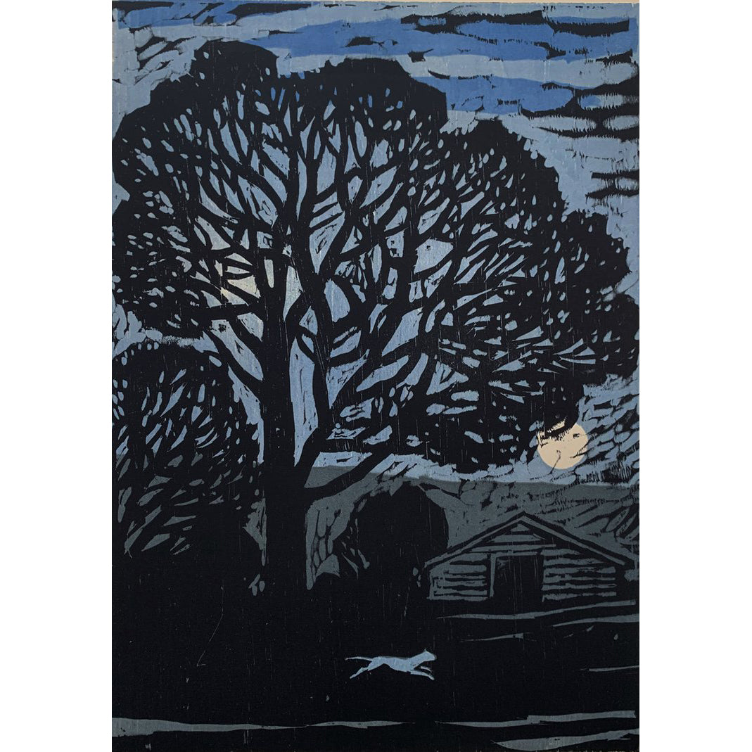 Low Moon 16x20 | Woodblock Print