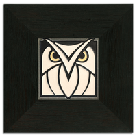 Motawi Owl in Grey White - 4x4 - Artisan's Bench